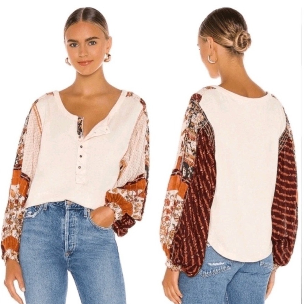 Free People Light Magic Patchwork Balloon Sleeve … - image 2